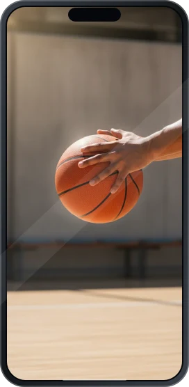 Imagen ilustrativa de baloncesto en la pantalla de un teléfono
