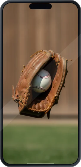 Imagen ilustrativa de béisbol en la pantalla de un teléfono